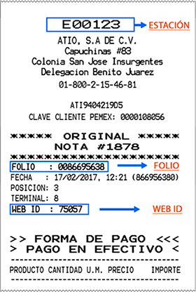 ticket de gasolina para facturar